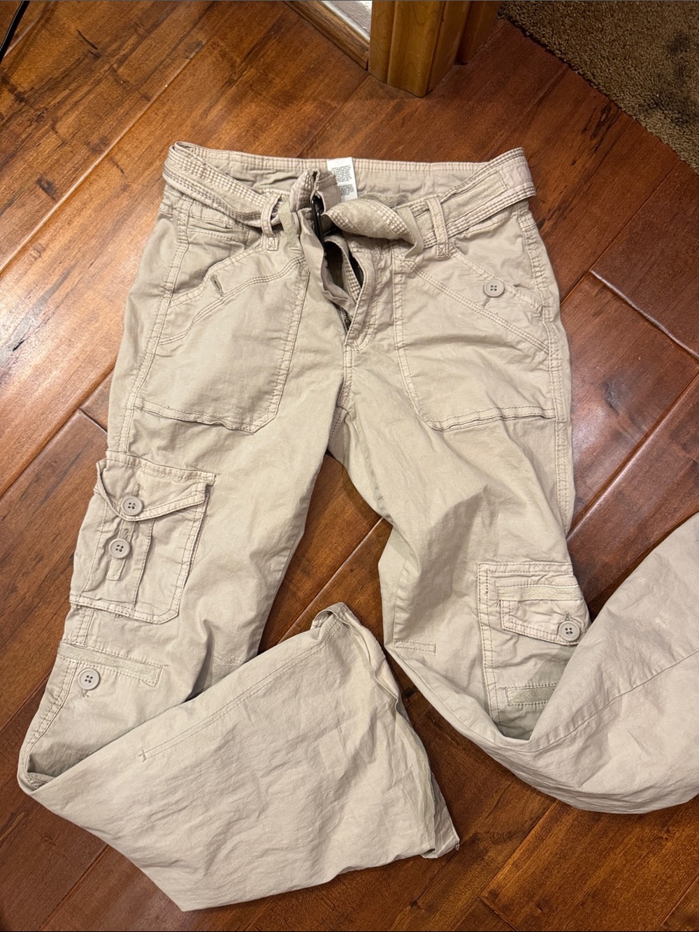Garage Beige Cargo Joggers with Tie Waist
